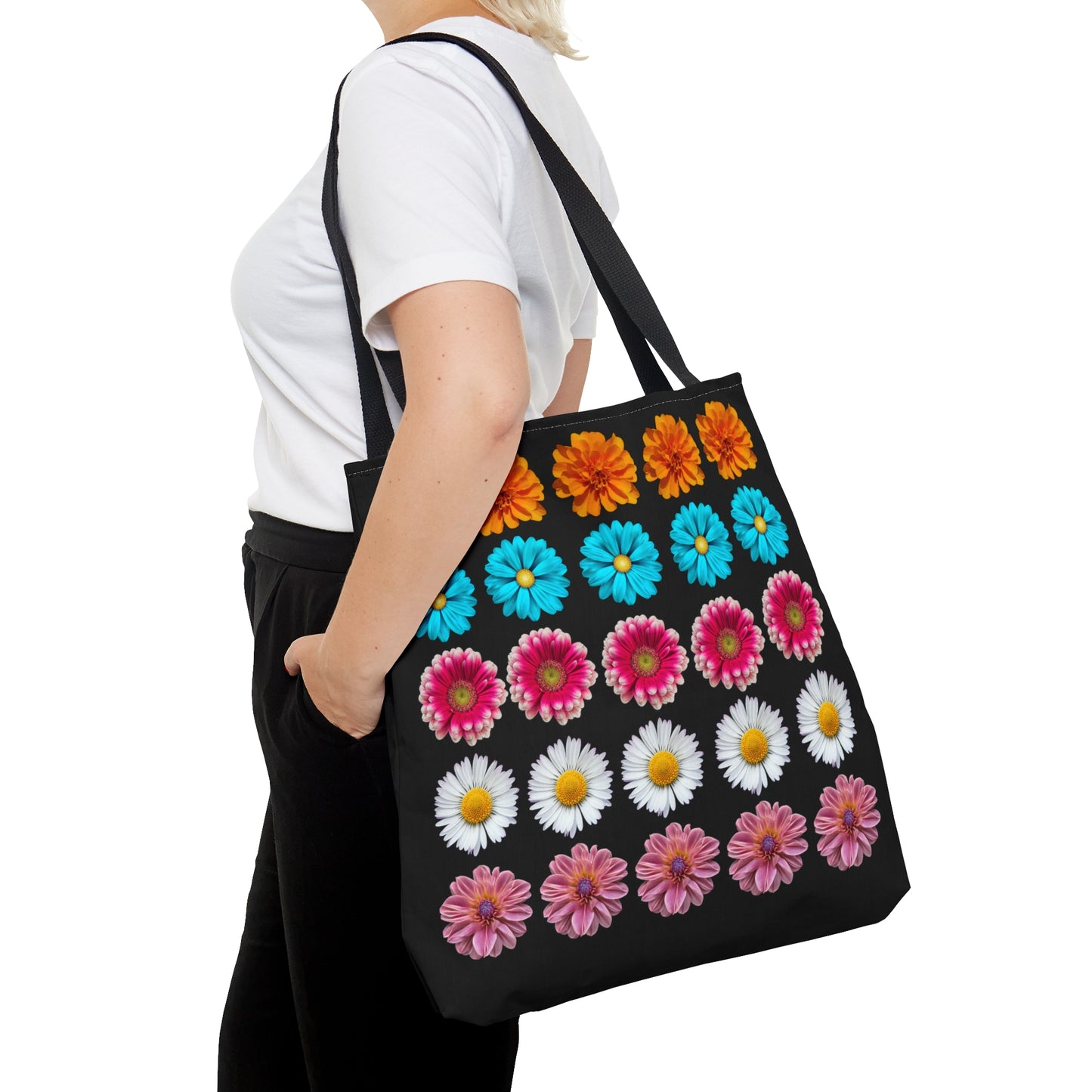Beautiful flowers on both sides of this tote bag. Come in 3 sizes to meet your needs.