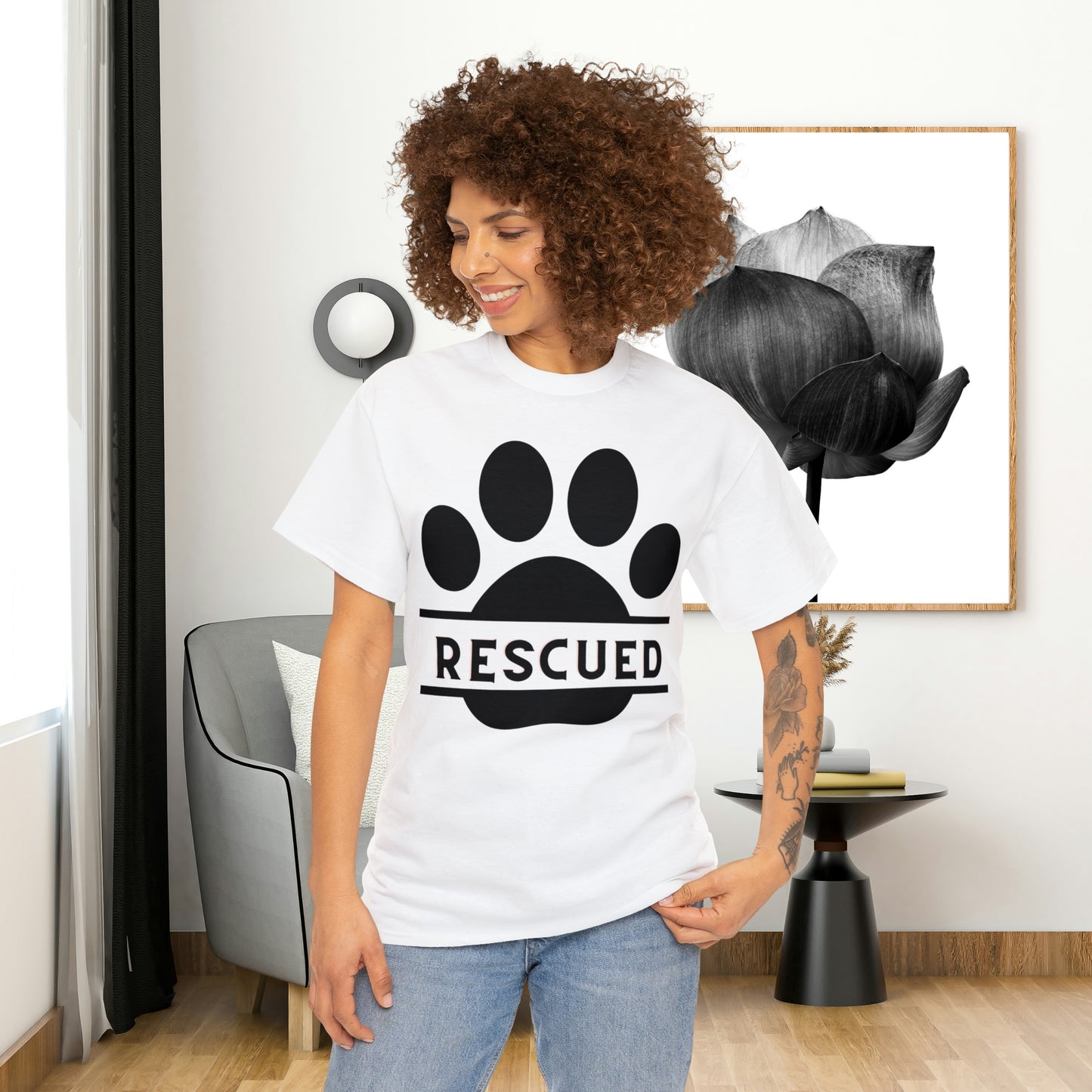 Rescue a furry friend and you will know unconditional love. This Unisex Heavy Cotton Tee is testament to what every dog or cat “rescuer” knows.