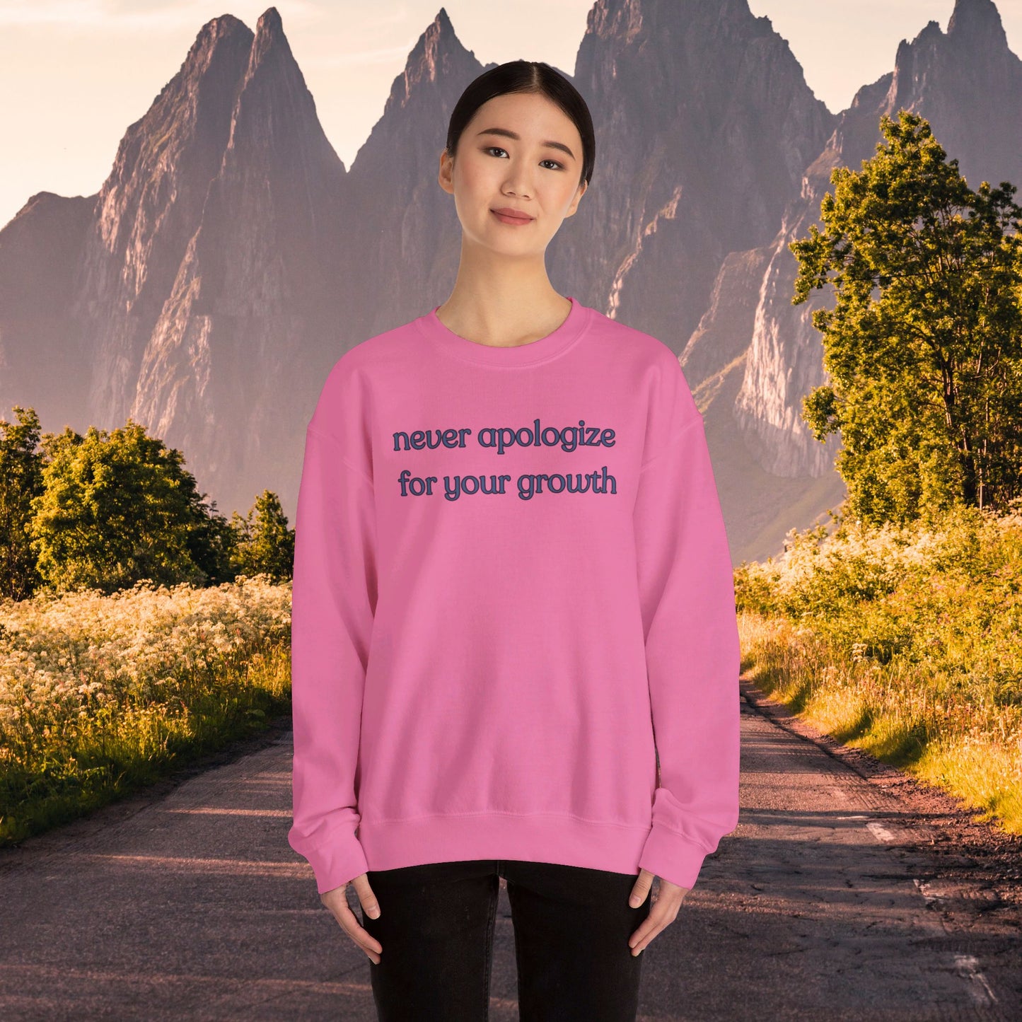 A sage message of “never apologize for your growth”. Give the gift of this Unisex Heavy Blend™ Crewneck Sweatshirt or get one for yourself.