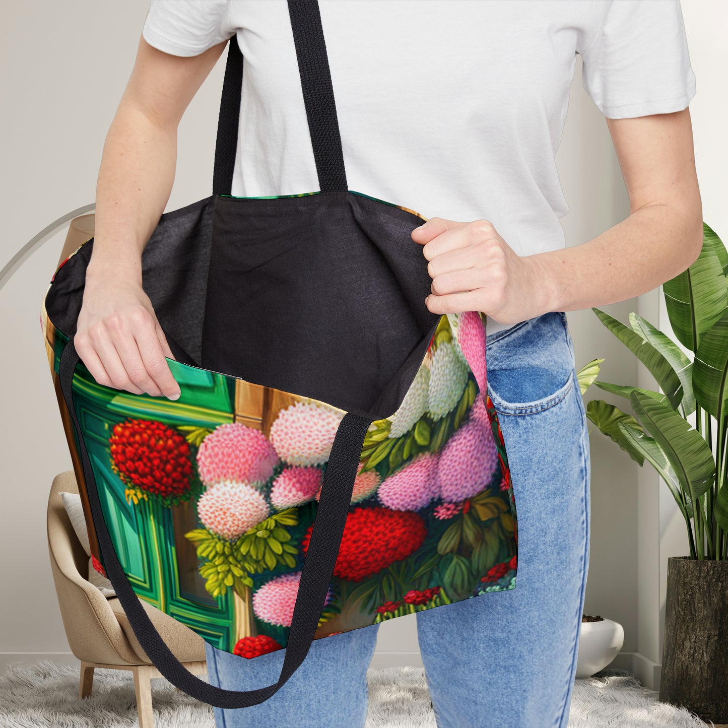 Giant flowers on this beautiful Weekender Tote Bag. Sometimes bigger can be better.