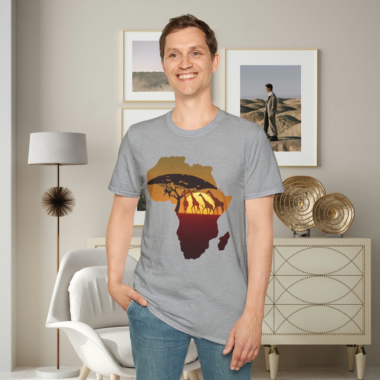 Love Africa? There’s so much to love! Natural beauty, history and peoples inspire the design on this Unisex Softstyle T-Shirt. And yes, giraffes are fantastic too!