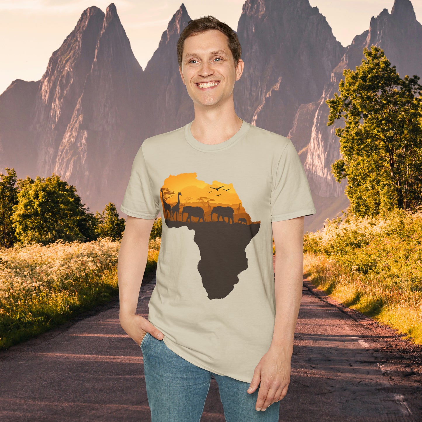 I love Africa and all its natural beauty, history and peoples inspire the design on this Unisex Softstyle T-Shirt. Giraffe, elephants, love all of them!