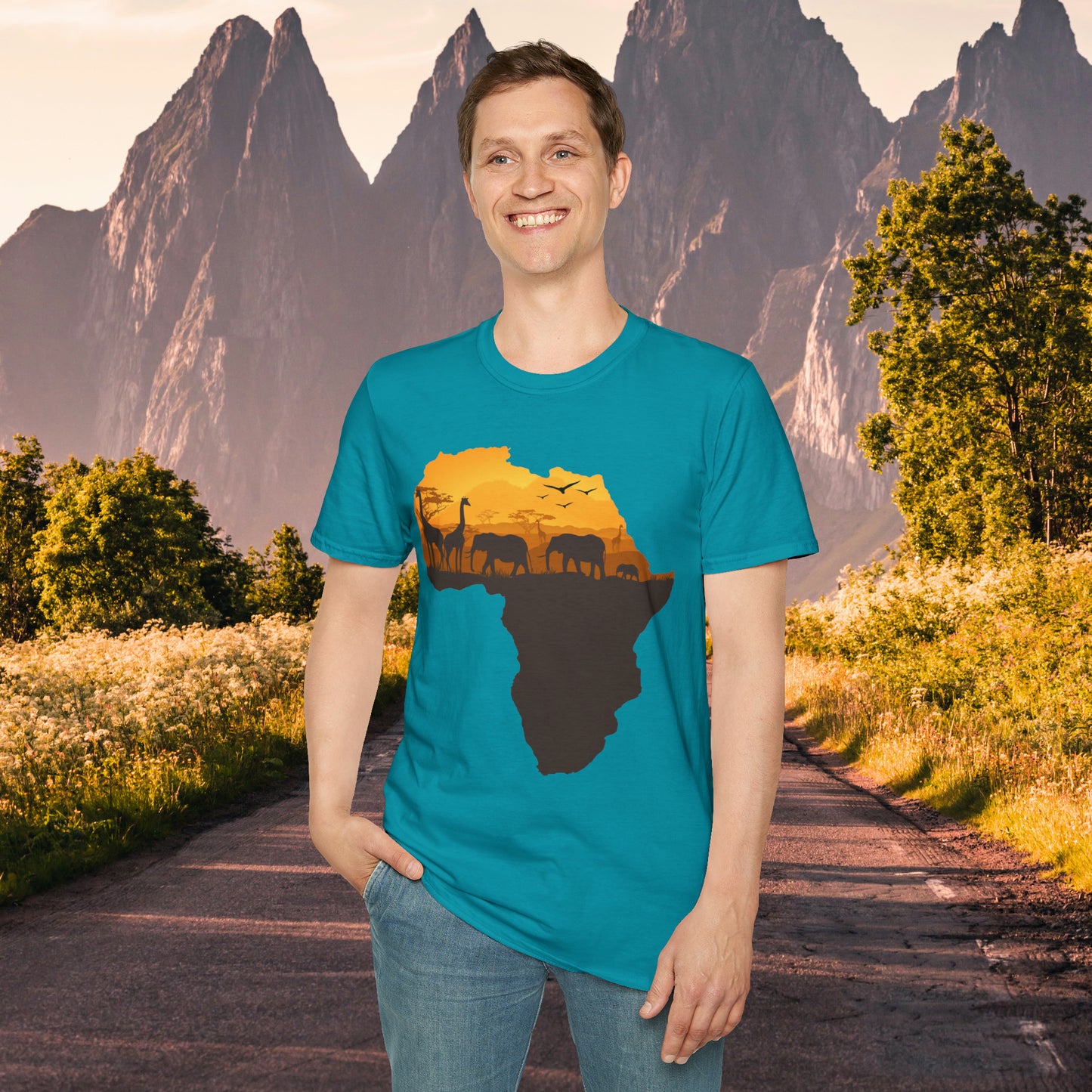 I love Africa and all its natural beauty, history and peoples inspire the design on this Unisex Softstyle T-Shirt. Giraffe, elephants, love all of them!