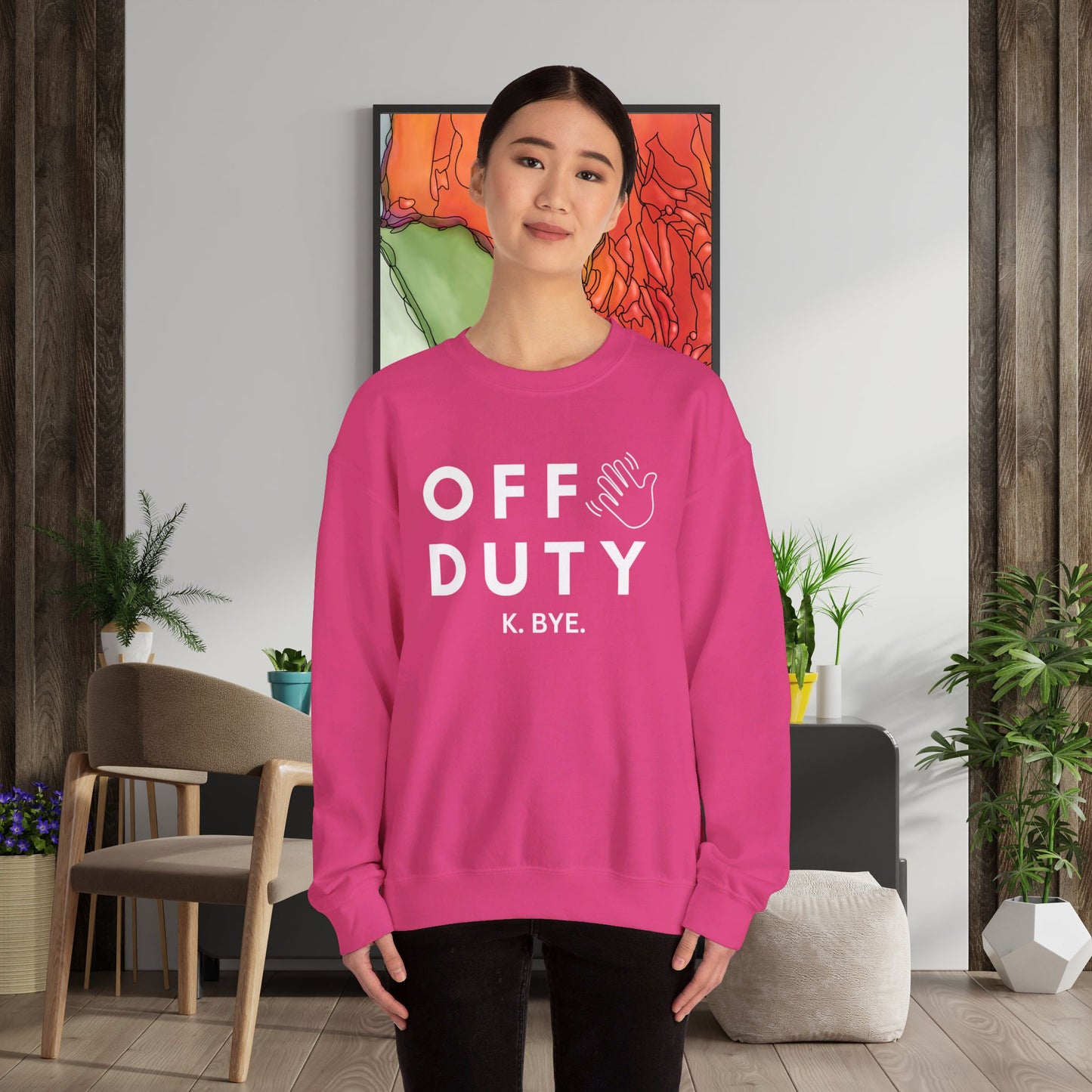 Cozy up with this simple “OFF DUTY” sweatshirt designed by Nurse Angela (my niece). Give the gift of this Unisex Heavy Blend™ Crewneck Sweatshirt or get one for yourself.