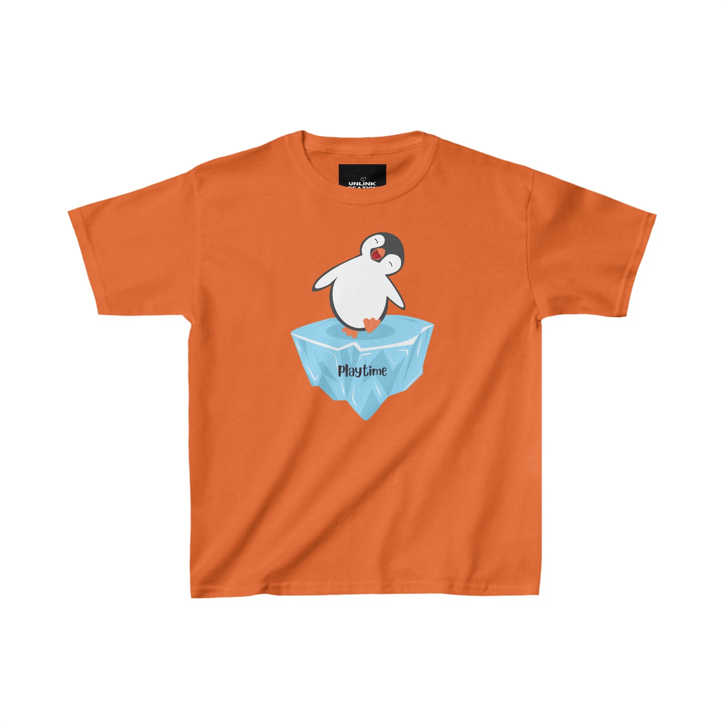 A happy penguin thinks it is playtime on this Kids Heavy Cotton™ Tee, bring the fun on!