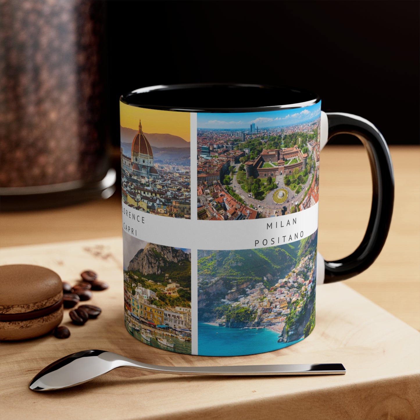 Italy! This Travel Accent Coffee Mug is a part of a Travel Series for you to choose from. 11oz. Great as a gift or get one to enjoy yourself.