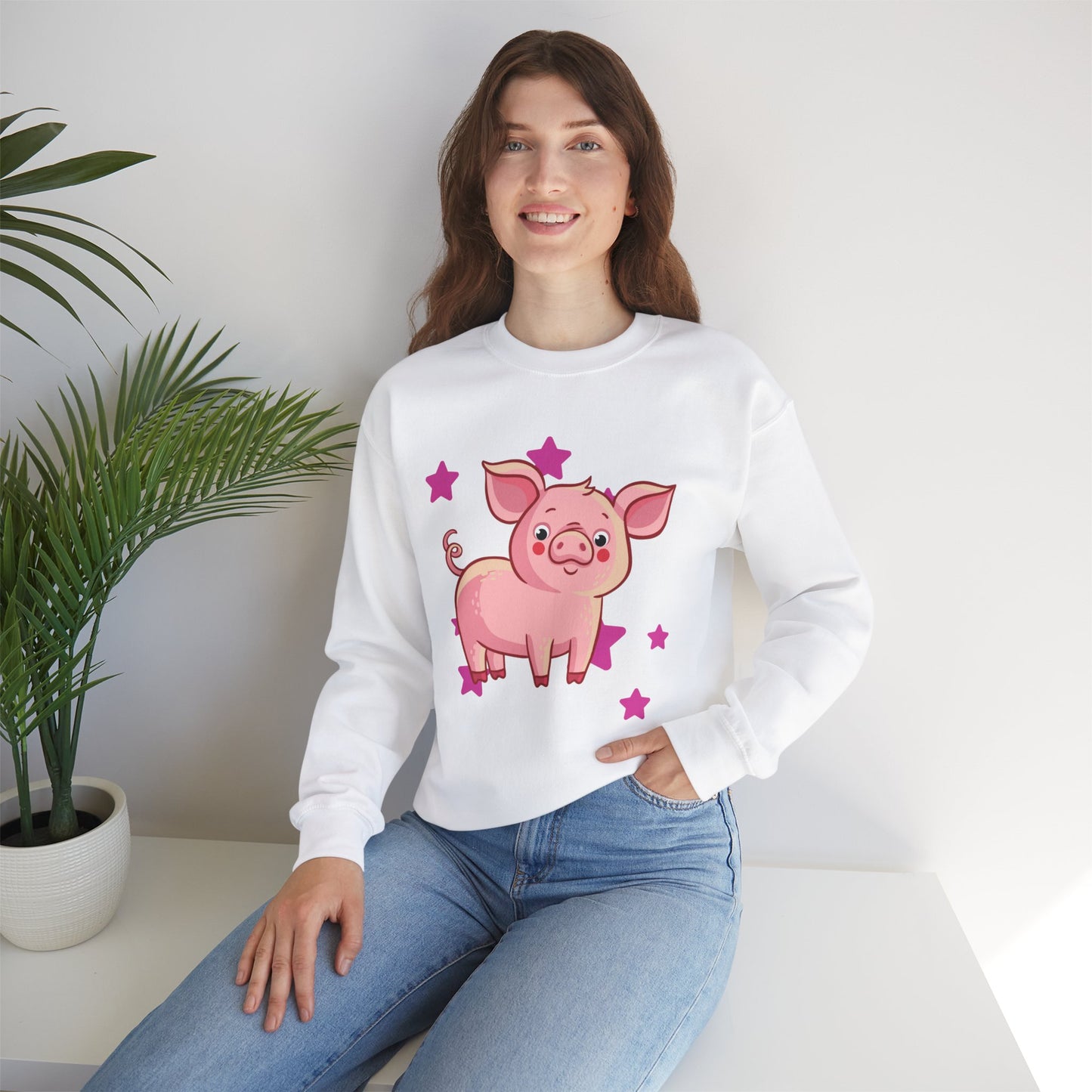 Brighten up your day with this star studded piggy design! Give the gift of this Unisex Heavy Blend™ Crewneck Sweatshirt or get one for yourself.