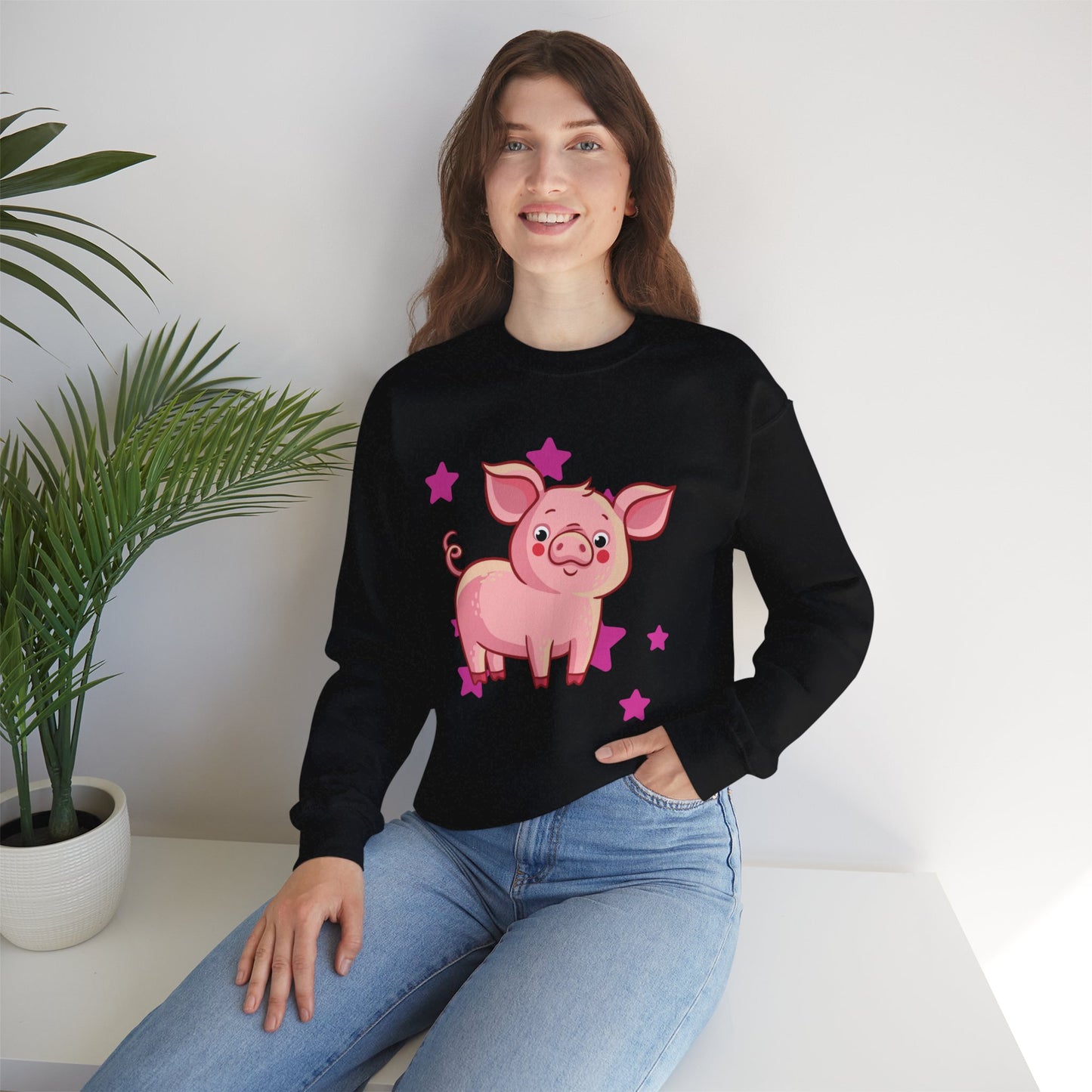 Brighten up your day with this star studded piggy design! Give the gift of this Unisex Heavy Blend™ Crewneck Sweatshirt or get one for yourself.