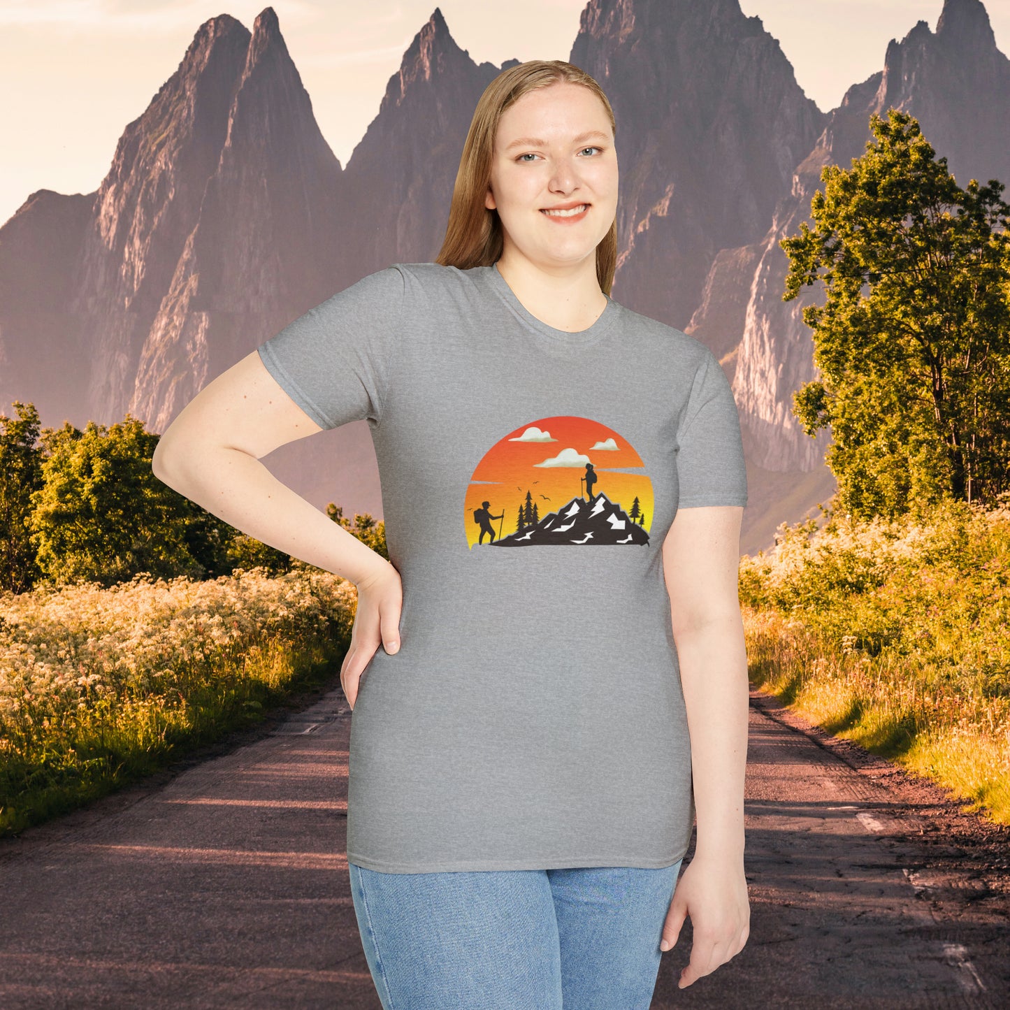 Great shirt for that hiker who just loves to be outdoors to climb mountains or be one with nature on this Unisex Softstyle T-Shirt.