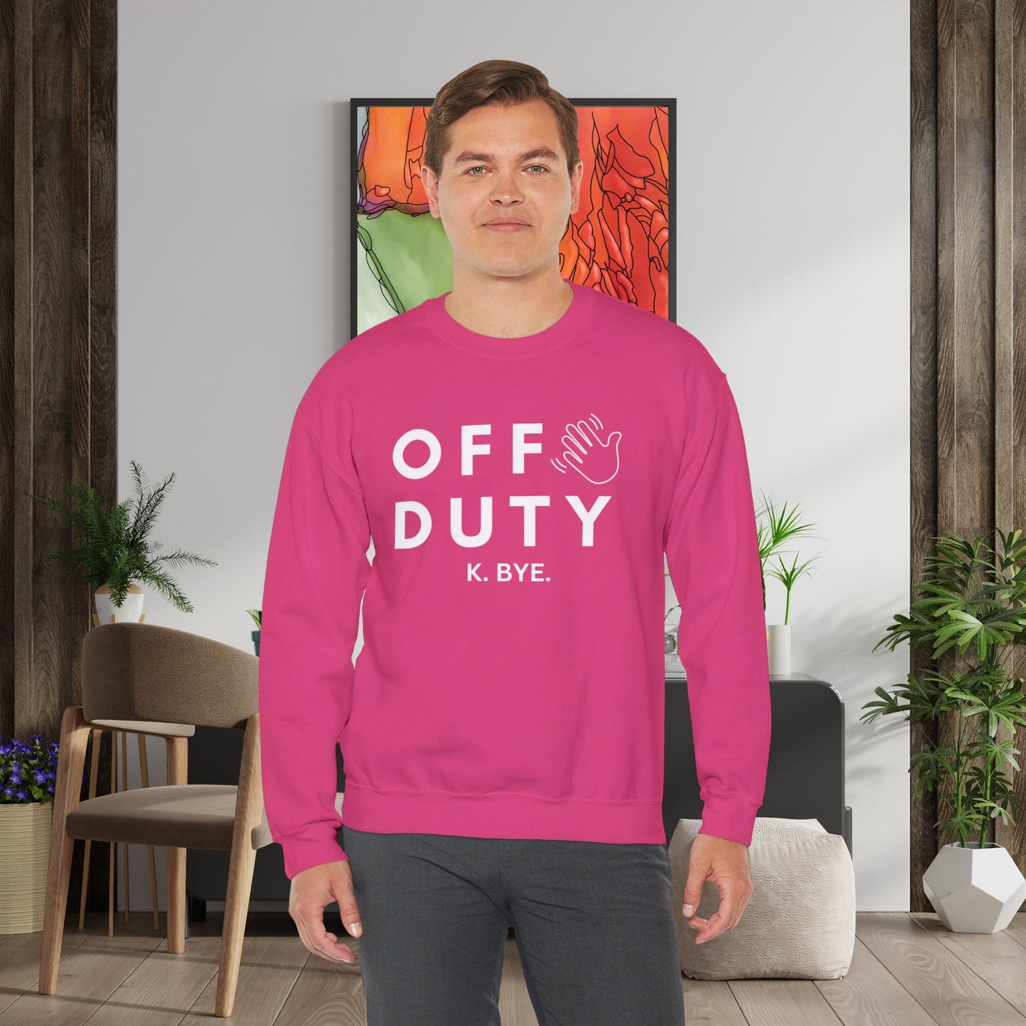 Cozy up with this simple “OFF DUTY” sweatshirt designed by Nurse Angela (my niece). Give the gift of this Unisex Heavy Blend™ Crewneck Sweatshirt or get one for yourself.