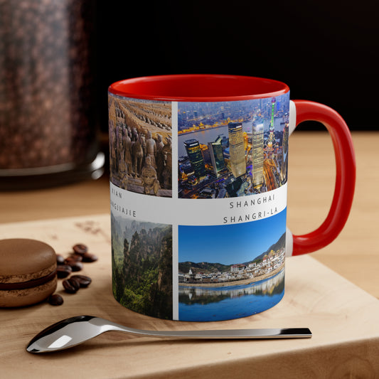 China! This Travel Accent Coffee Mug is a part of a Travel Series for you to choose from. 11oz. Great as a gift or get one to enjoy yourself.