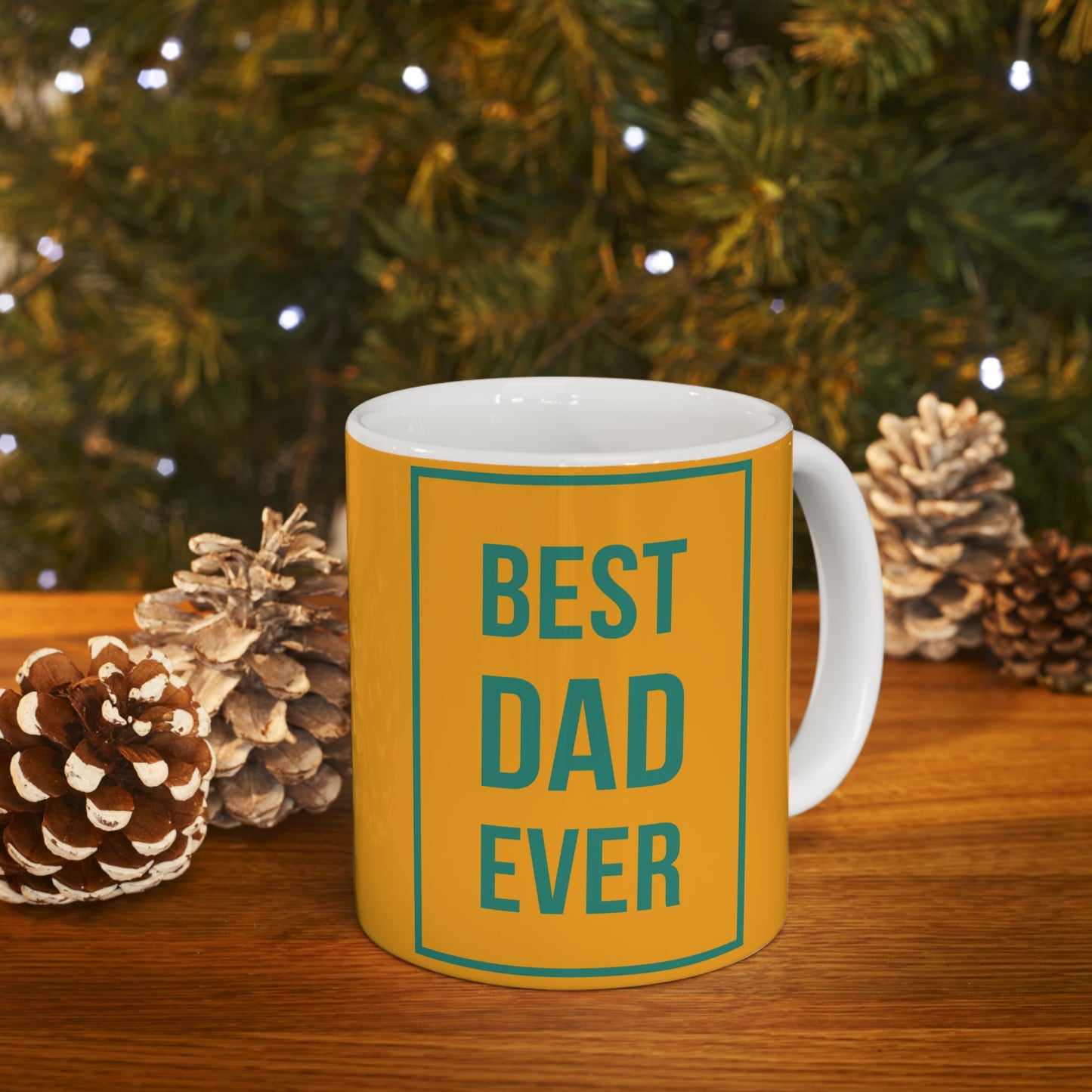 “BEST DAD EVER” on one side and a dad teaching his child to dance. Part of several mugs to choose from depending on what resonates with you.