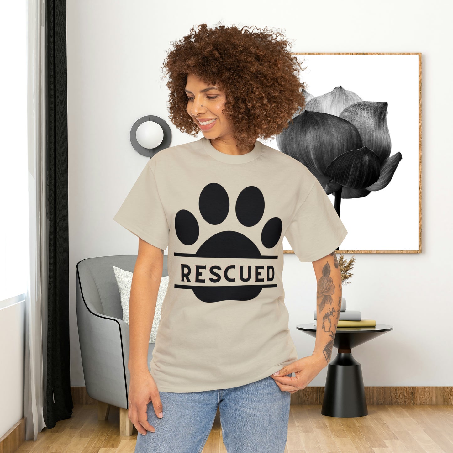 Rescue a furry friend and you will know unconditional love. This Unisex Heavy Cotton Tee is testament to what every dog or cat “rescuer” knows.