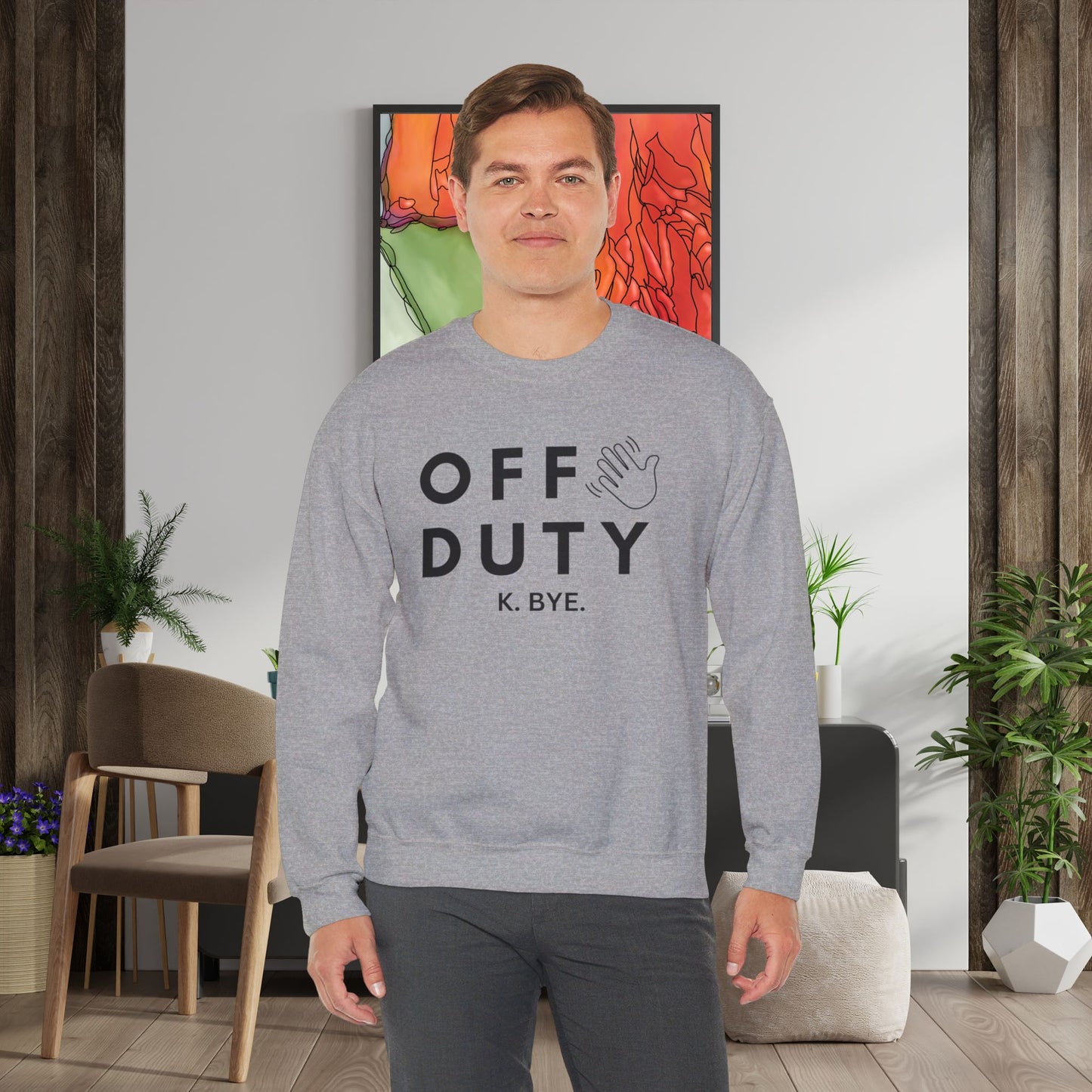 Cozy up with this simple “OFF DUTY” sweatshirt designed by Nurse Angela (my niece). Give the gift of this Unisex Heavy Blend™ Crewneck Sweatshirt or get one for yourself.