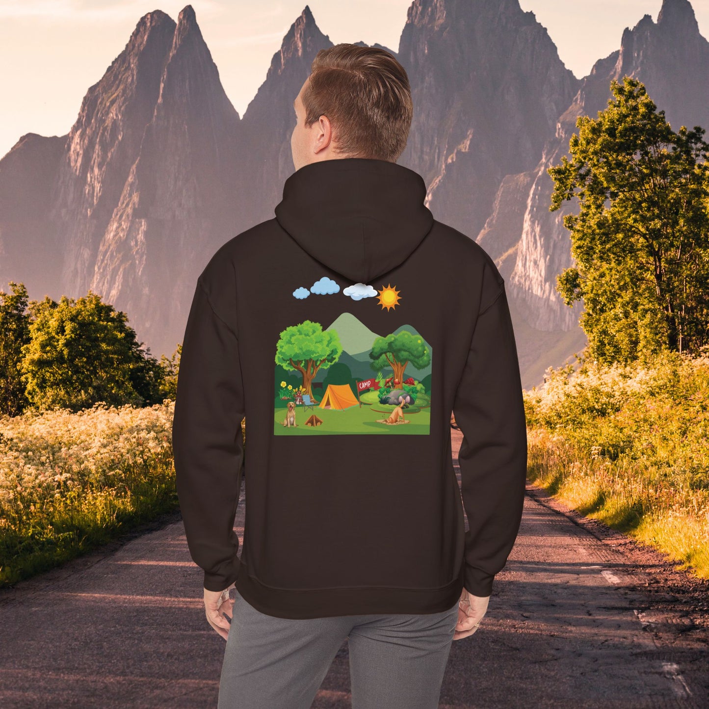 Fun Mountain Camping with the Doggies Unisex Hoodie