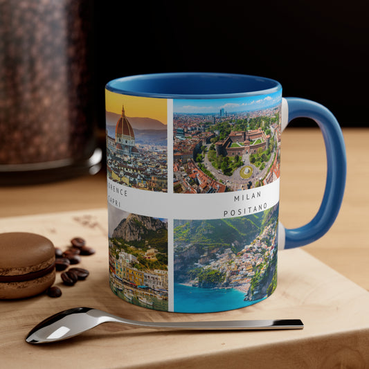 Italy! This Travel Accent Coffee Mug is a part of a Travel Series for you to choose from. 11oz. Great as a gift or get one to enjoy yourself.