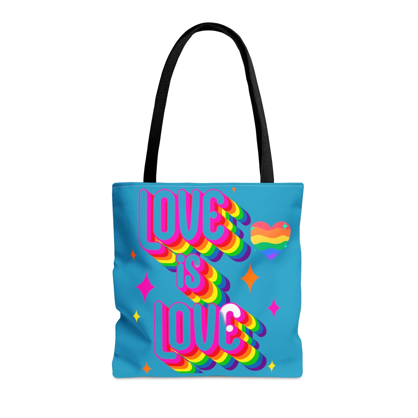 LOVE IS LOVE, full stop. Celebrate it with this colorful Tote Bag in 3 sizes to meet your needs.