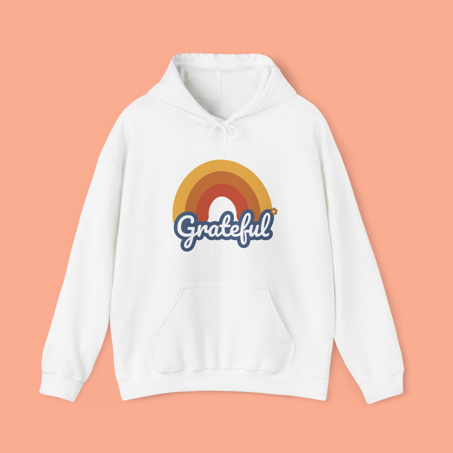 Simple rainbow over Grateful design on this Unisex Heavy Blend™ Hooded Sweatshirt