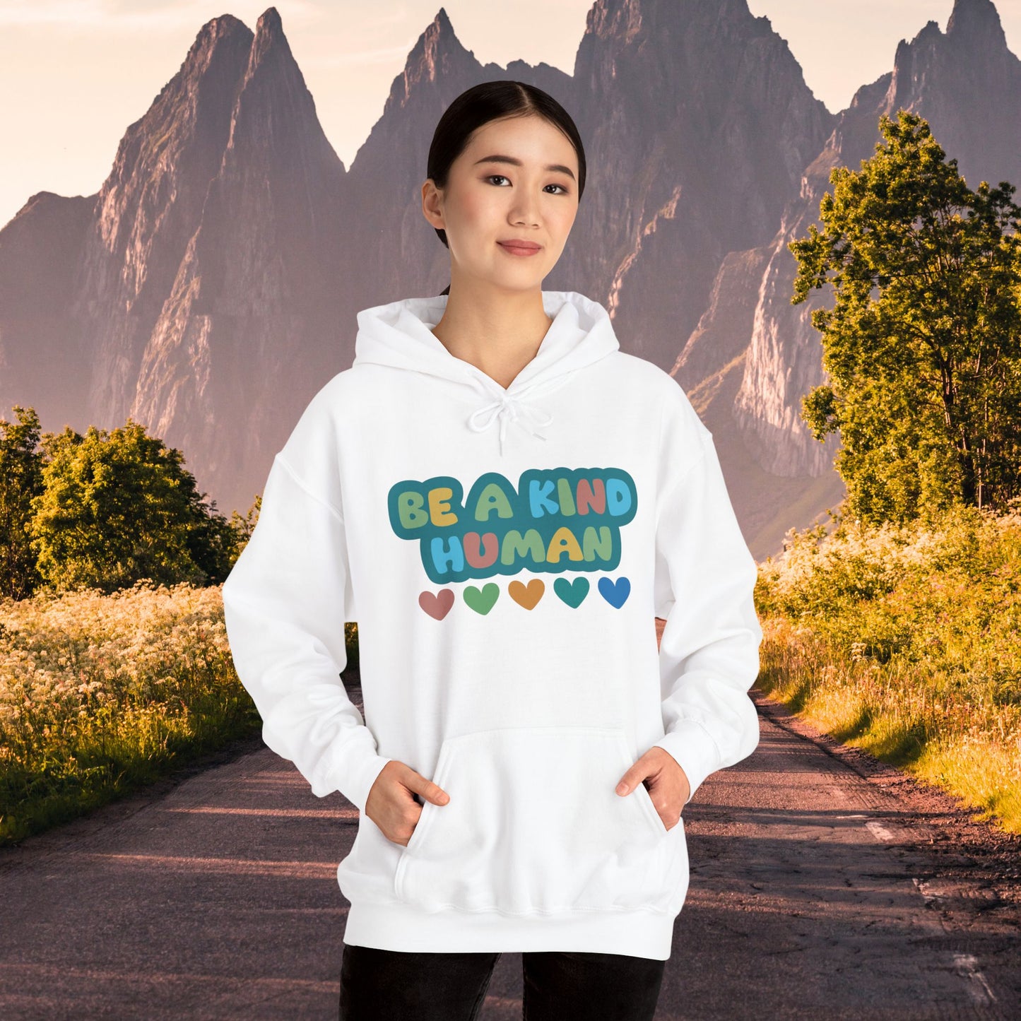 Be a kind human with hearts Hoodie Sweatshirt