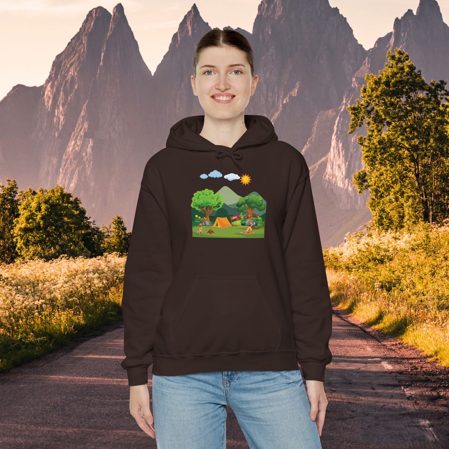 Fun Mountain Camping with the Doggies Unisex Hoodie