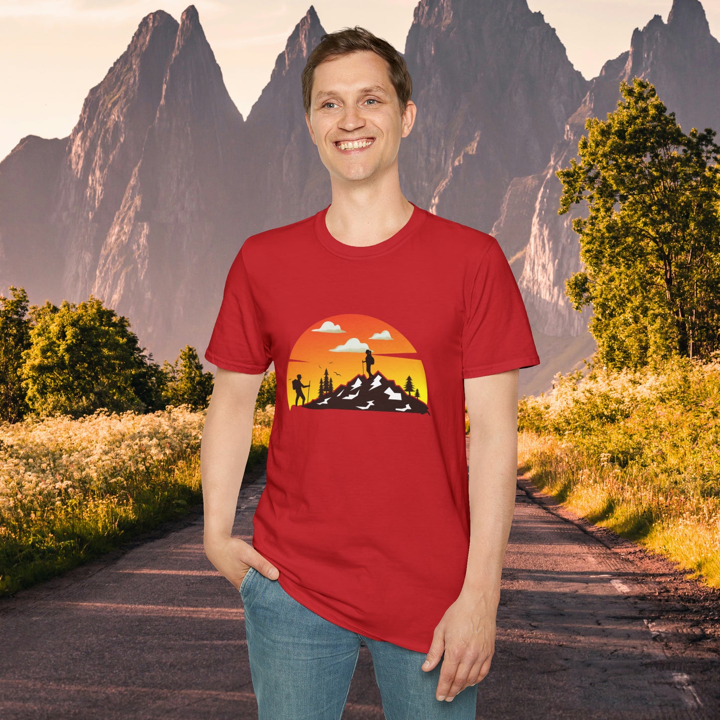 Great shirt for that hiker who just loves to be outdoors to climb mountains or be one with nature on this Unisex Softstyle T-Shirt.