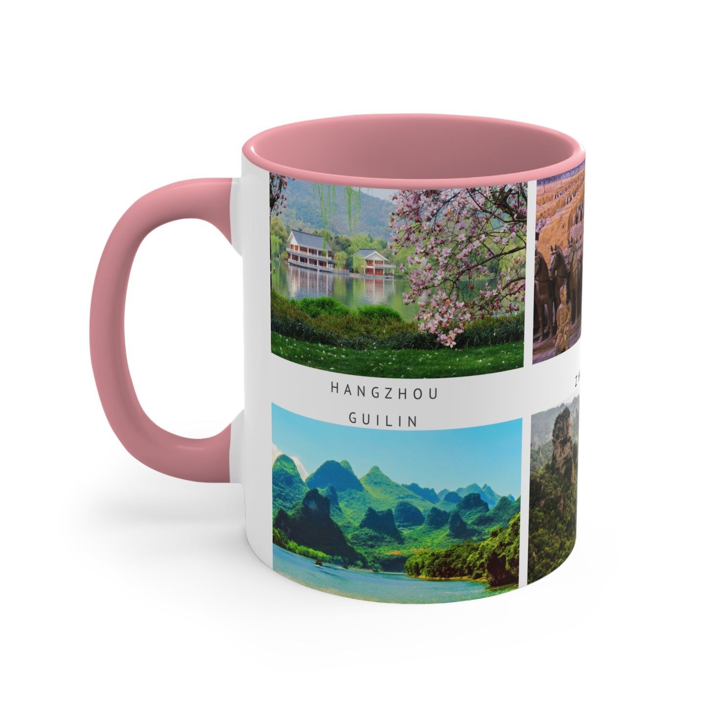 China! This Travel Accent Coffee Mug is a part of a Travel Series for you to choose from. 11oz. Great as a gift or get one to enjoy yourself.