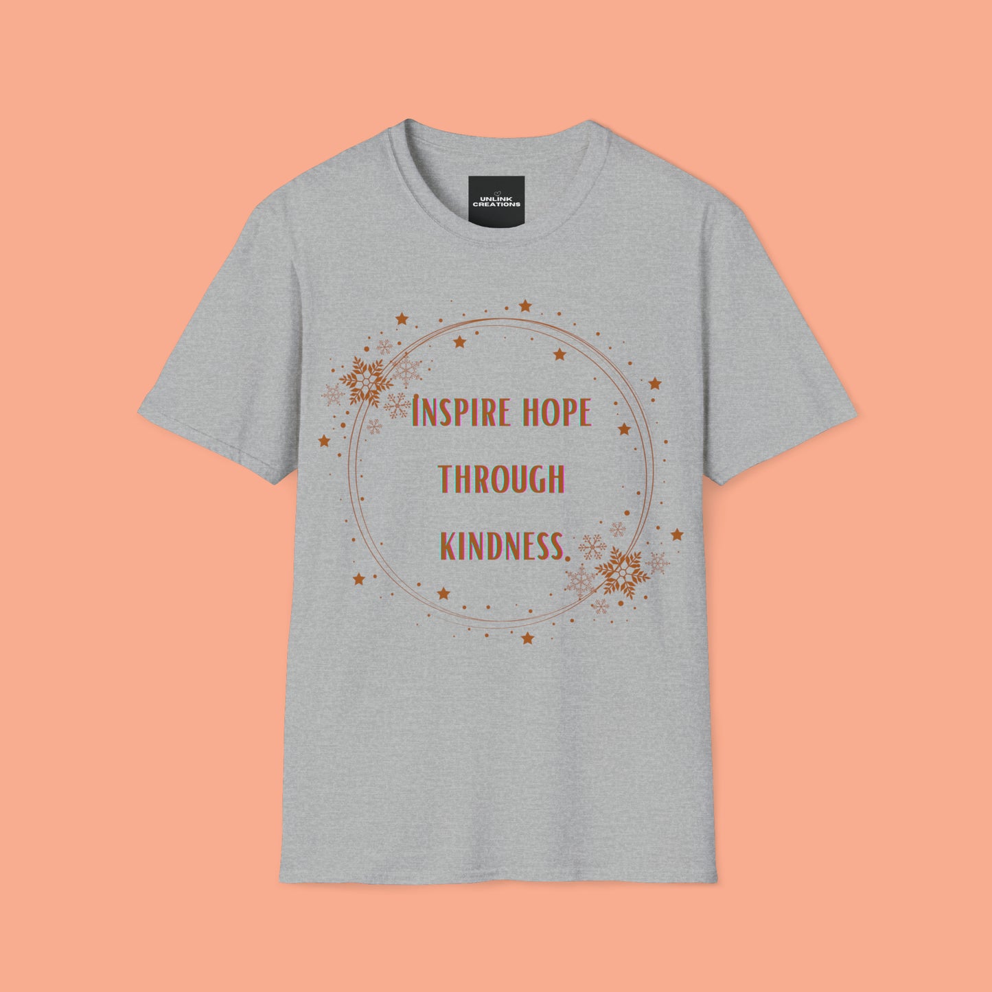 A message of “inspire hope through kindness” on this Unisex Softstyle T-Shirt.