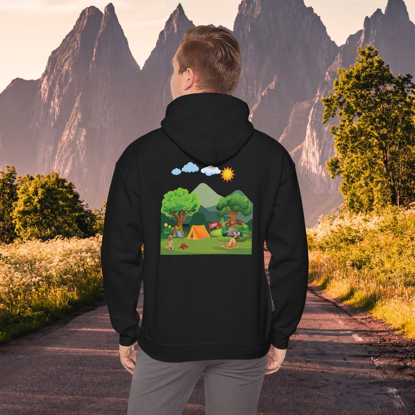 Fun Mountain Camping with the Doggies Unisex Hoodie