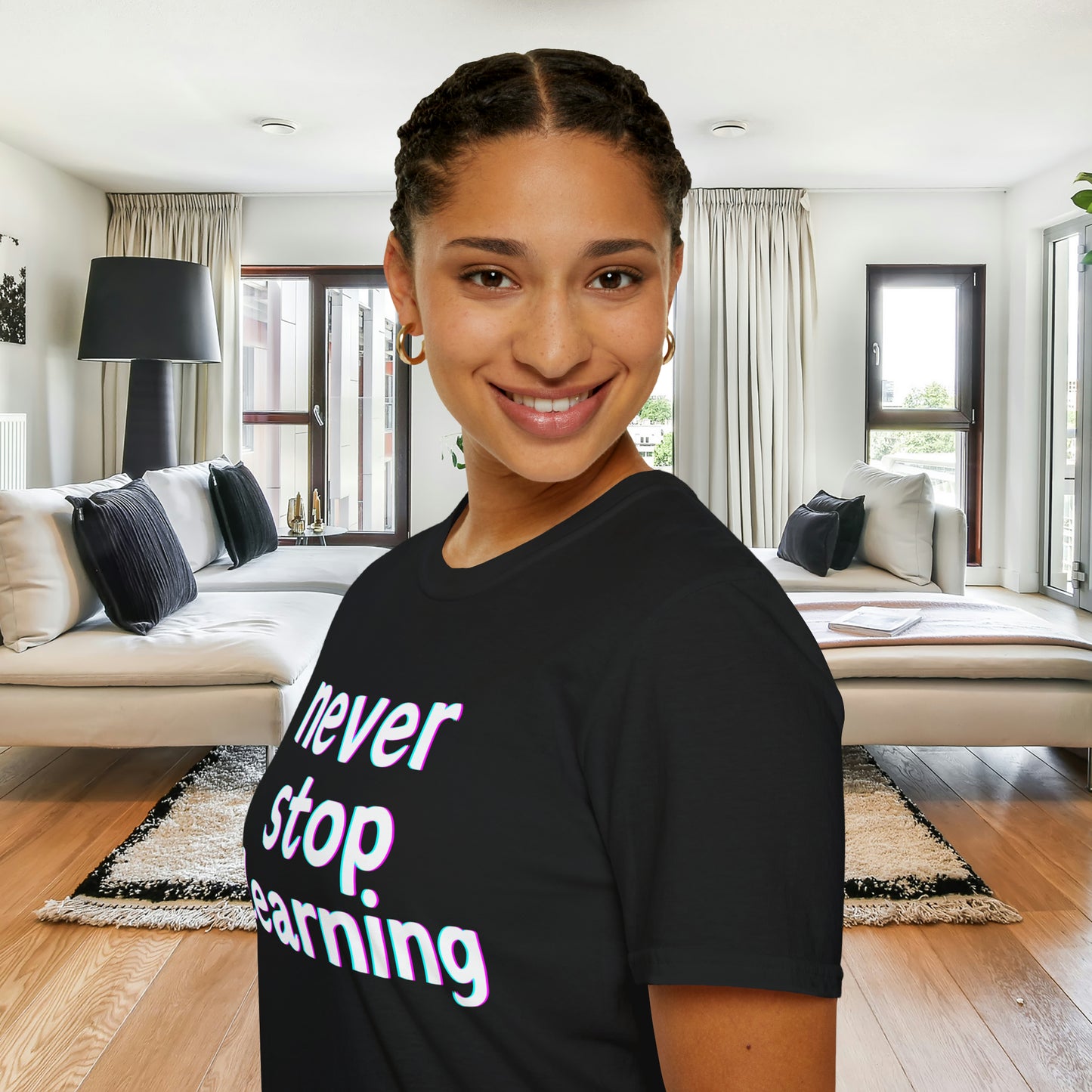 Never stop learning, a sage message this Unisex Softstyle T-Shirt for you.