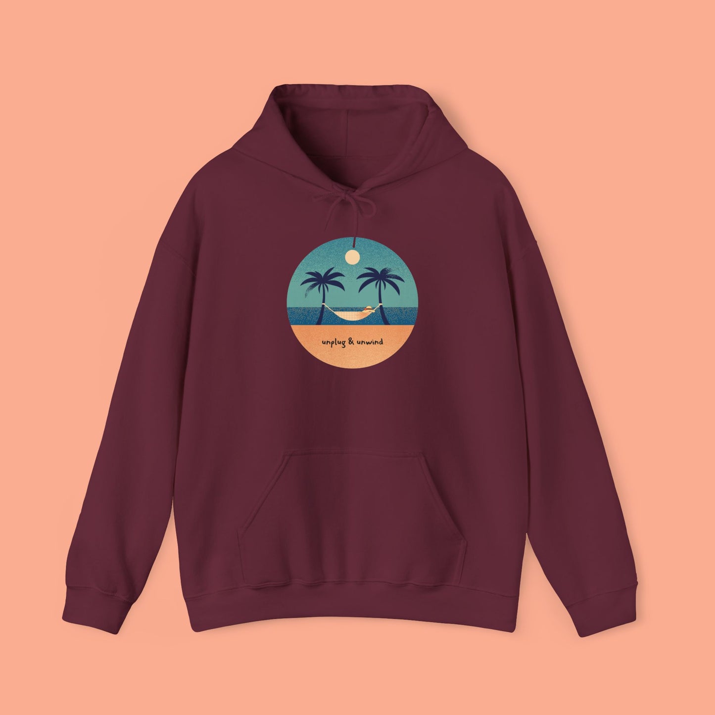 Beach Scene Hooded Sweatshirt - Unplug & Unwind Design