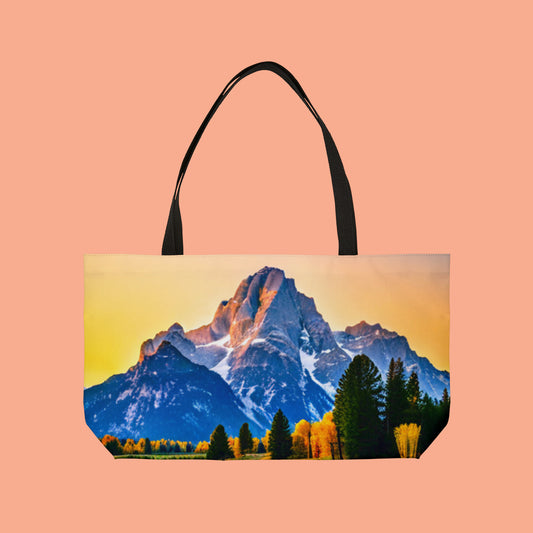 Take the Grand Tetons with you on this beautiful Weekender Tote Bag.