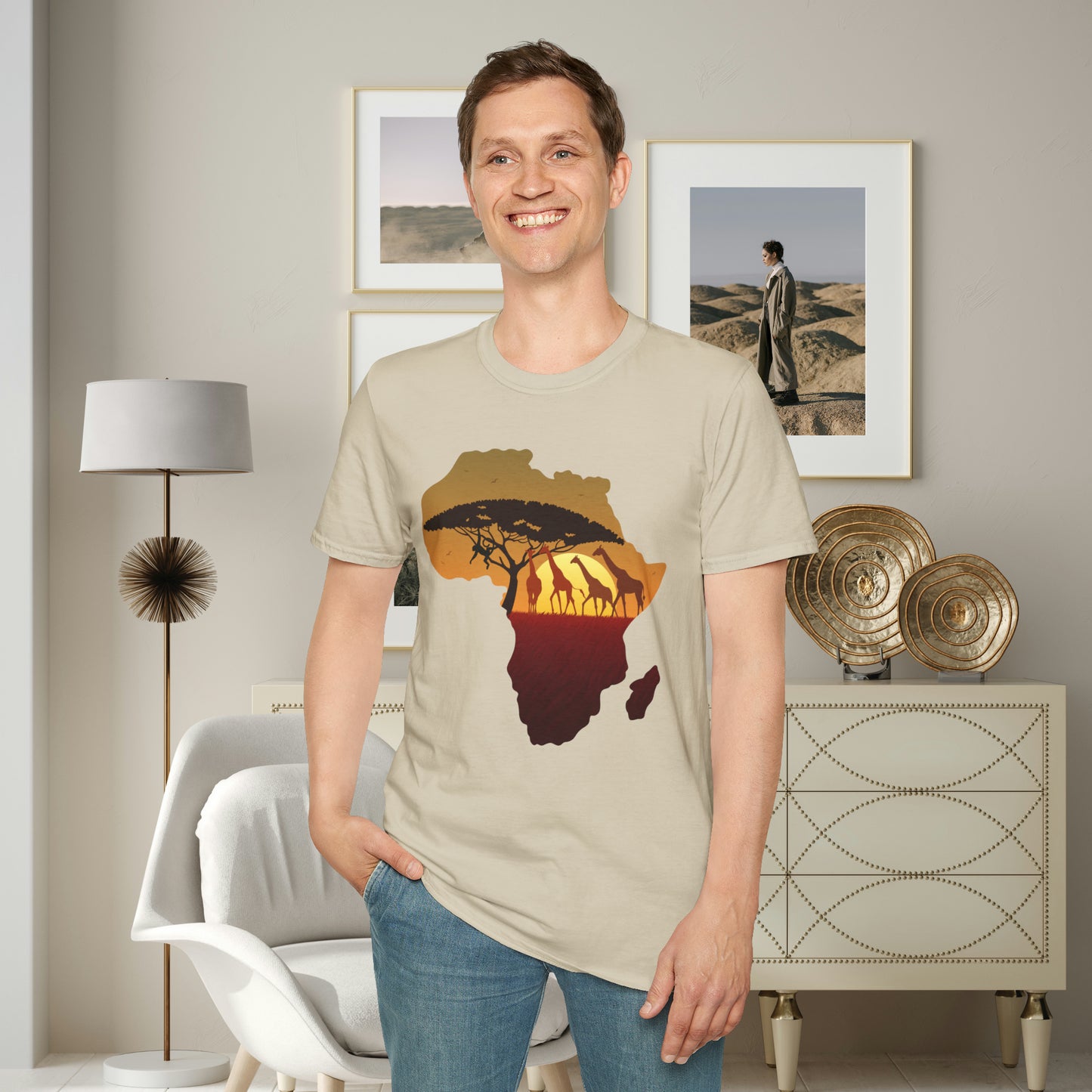 Love Africa? There’s so much to love! Natural beauty, history and peoples inspire the design on this Unisex Softstyle T-Shirt. And yes, giraffes are fantastic too!