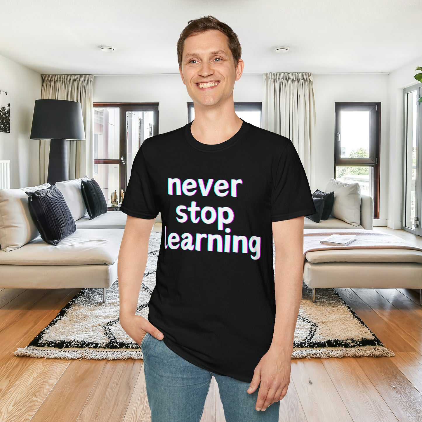 Never stop learning, a sage message this Unisex Softstyle T-Shirt for you.