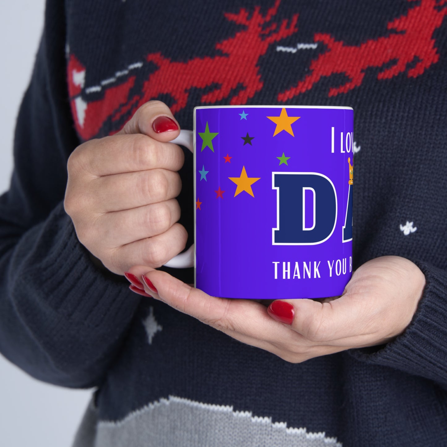 “I LOVE YOU DAD THANK YOU FOR BELIEVING IN ME!” coffee mug for that special dad. A great gift indeed.