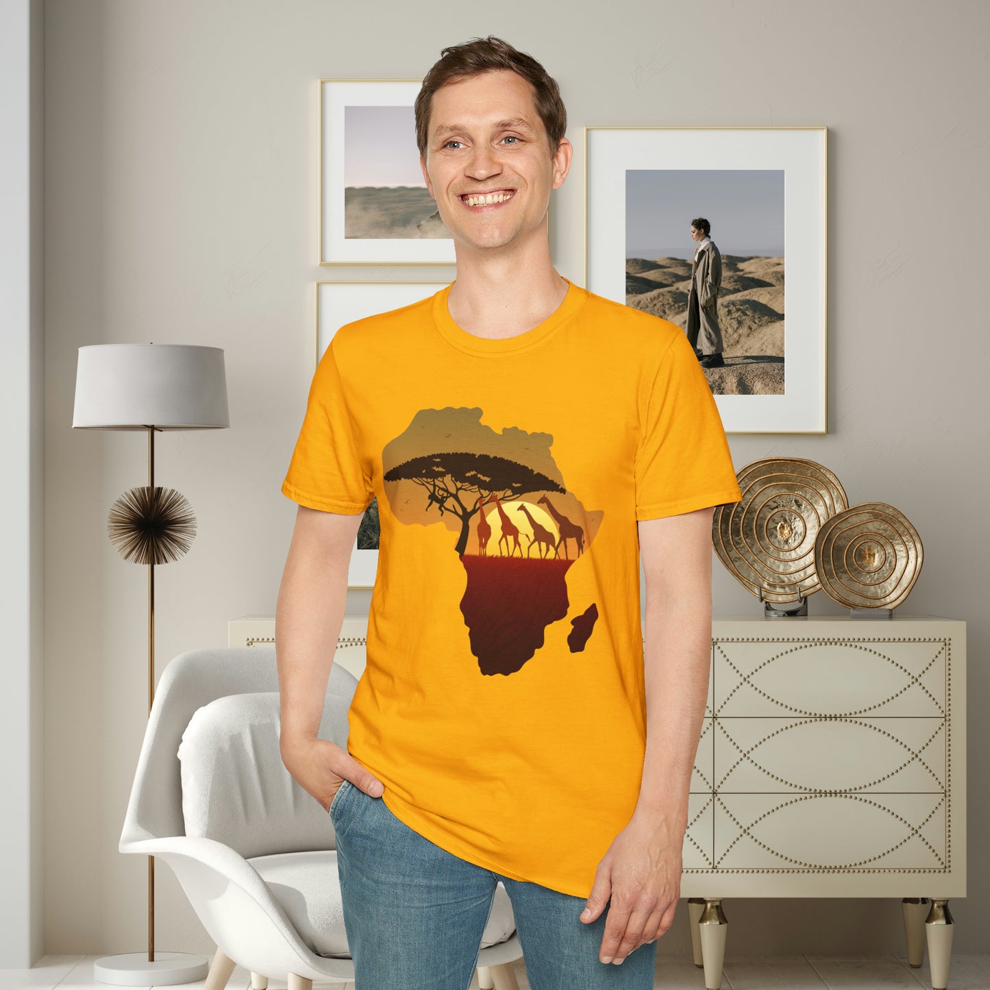 Love Africa? There’s so much to love! Natural beauty, history and peoples inspire the design on this Unisex Softstyle T-Shirt. And yes, giraffes are fantastic too!