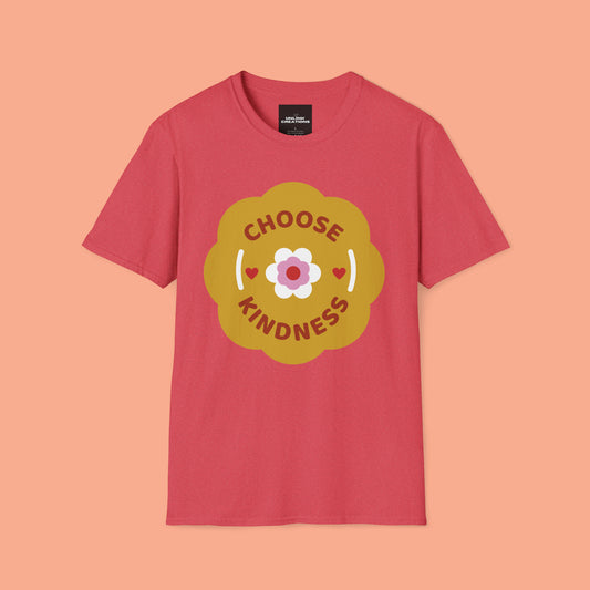 Flowery “CHOOSE KINDNESS”  message on the shirt for you! This is a Unisex Softstyle T-Shirt.