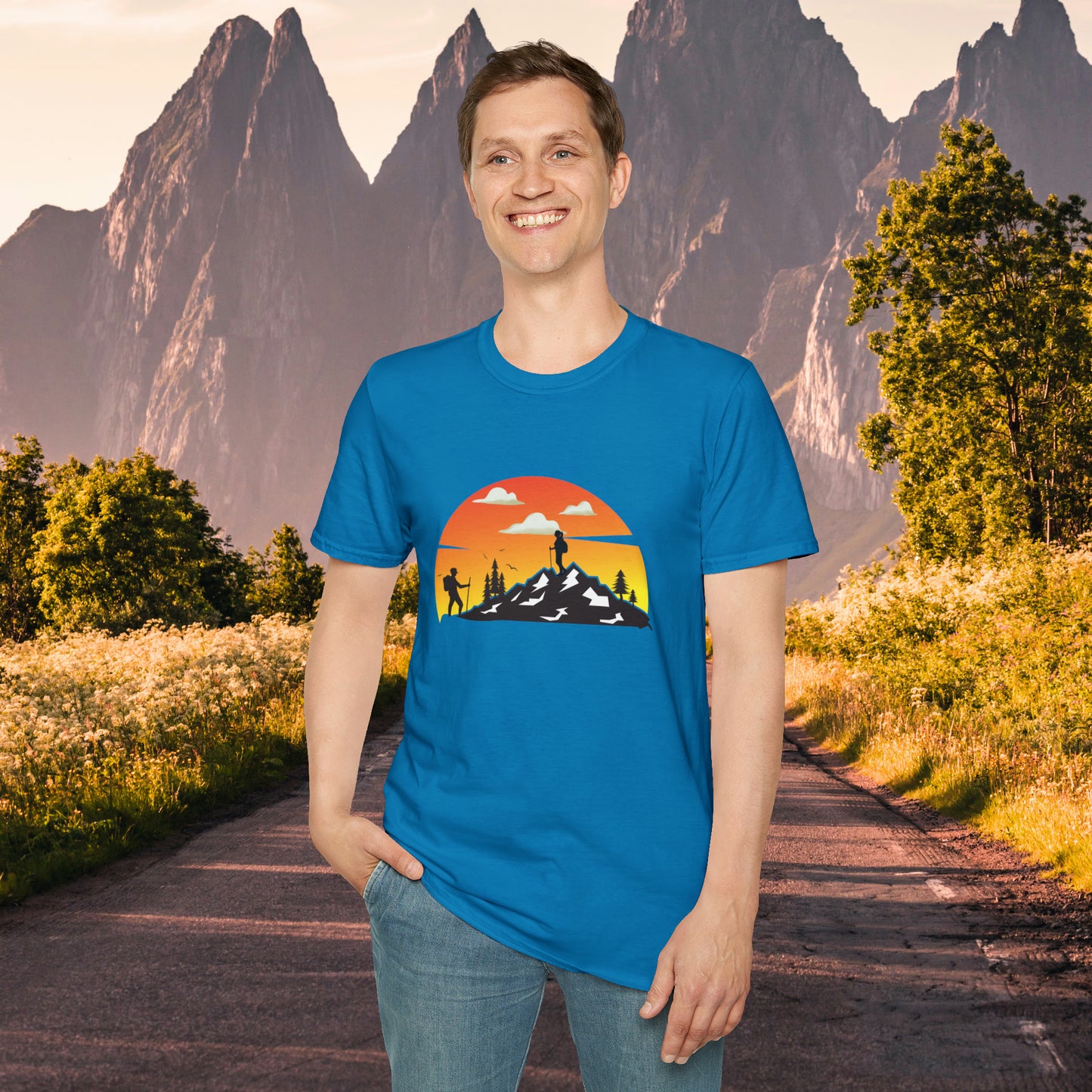 Great shirt for that hiker who just loves to be outdoors to climb mountains or be one with nature on this Unisex Softstyle T-Shirt.