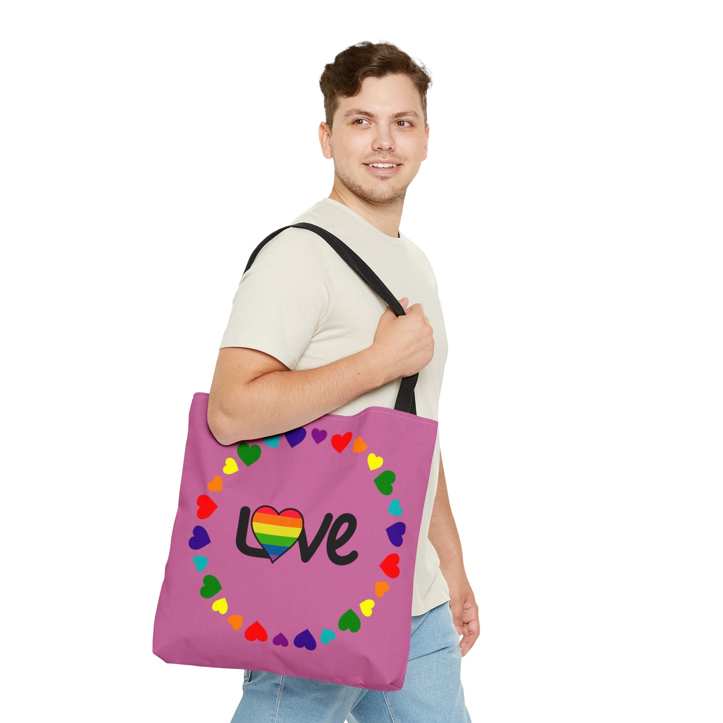 Celebrate love with this colorful Tote Bag in 3 sizes to meet your needs.