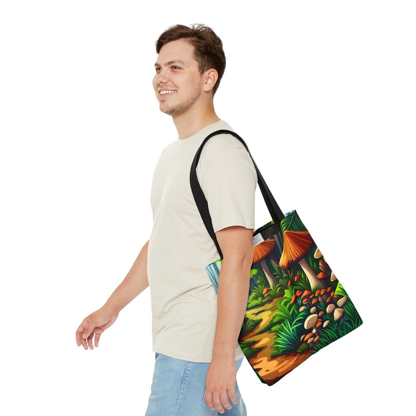 Colorful forest mushrooms Tote Bag in 3 sizes to meet your needs.