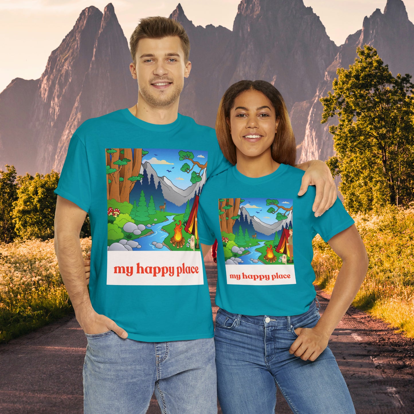 A great shirt for those who love camping in the great outdoors! This Unisex Heavy Cotton Tee is designed to inspire us to spend more time being happy in the great outdoors. Camp, hike and be one with nature.