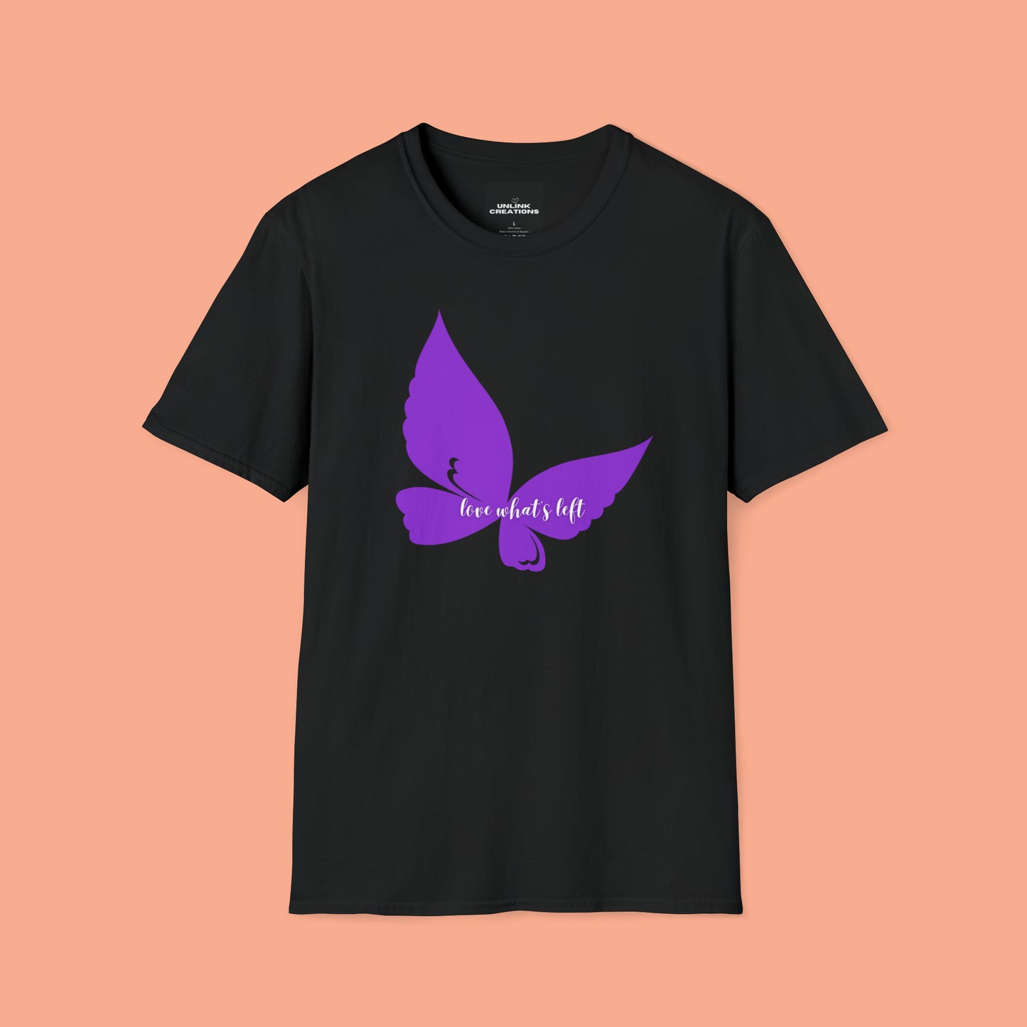 Inspired by taking care of our loved ones with dementia, my husband’s advice is to “love what’s left”. So profound and helpful. A Unisex Softstyle T-Shirt.