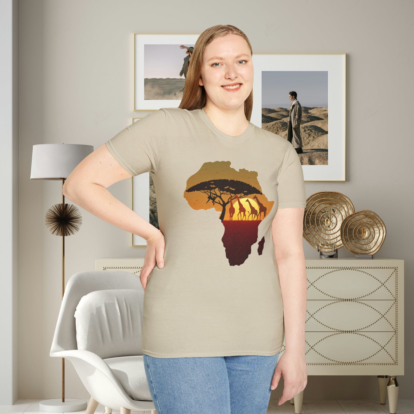 Love Africa? There’s so much to love! Natural beauty, history and peoples inspire the design on this Unisex Softstyle T-Shirt. And yes, giraffes are fantastic too!