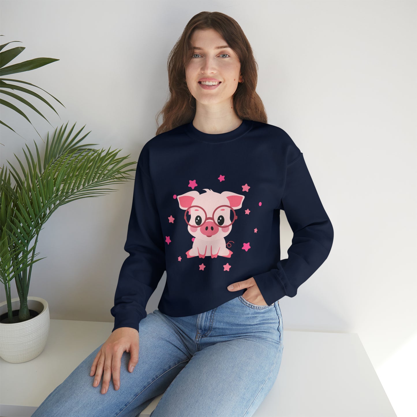 Enjoy this adorable, cozy and bright piggy design! Give the gift of this Unisex Heavy Blend™ Crewneck Sweatshirt or get one for yourself.