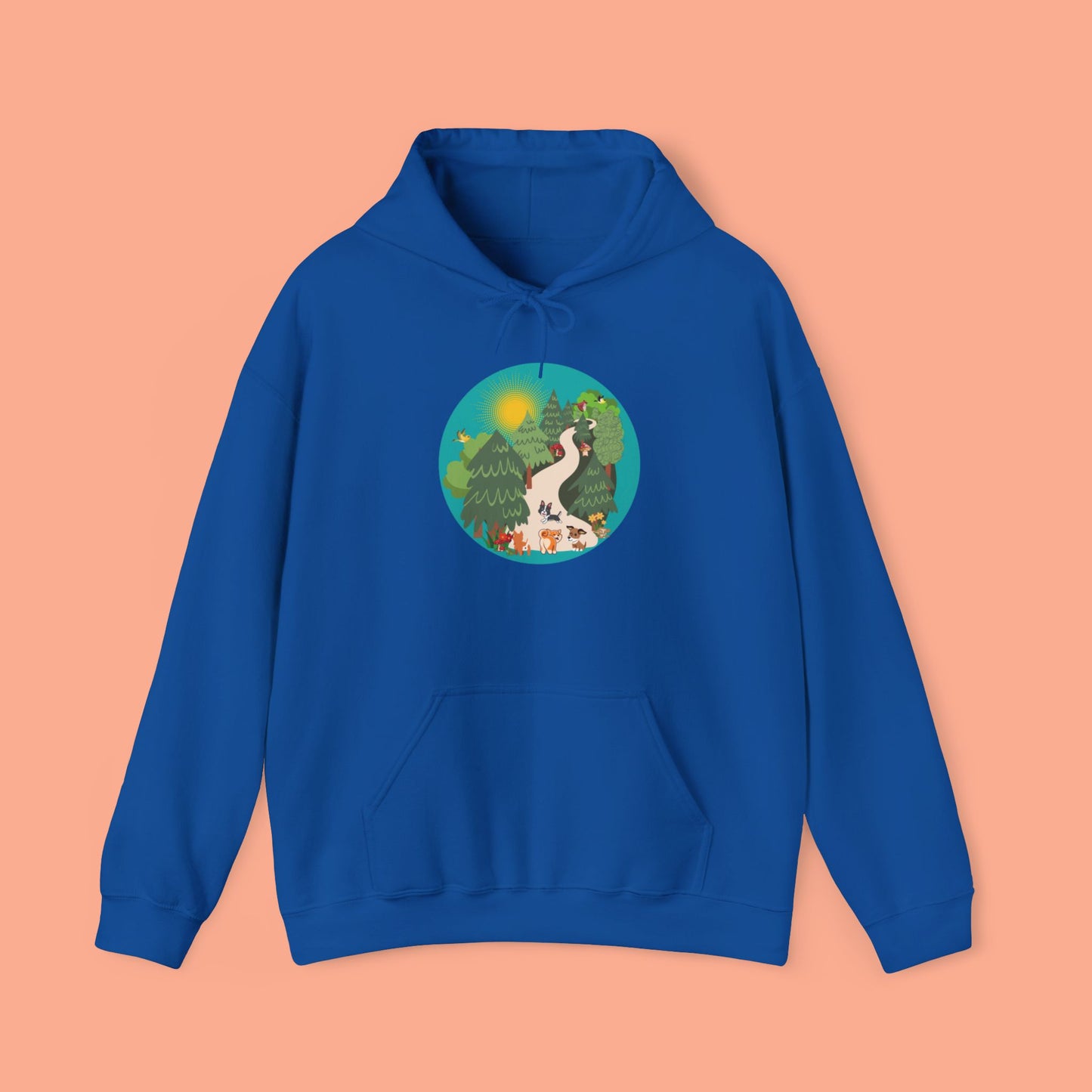 A nature walk with the doggies is so much fun! Enjoy this Unisex Heavy Blend™ Hooded Sweatshirt