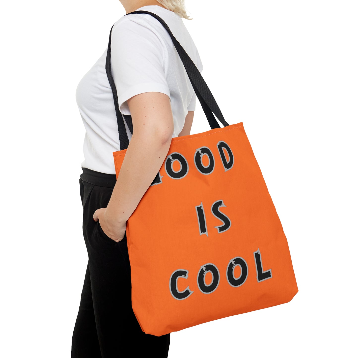GOOD IS COOL printed on both sides of this tote bag.Let’s celebrate goodness! Come in 3 sizes to meet your needs.