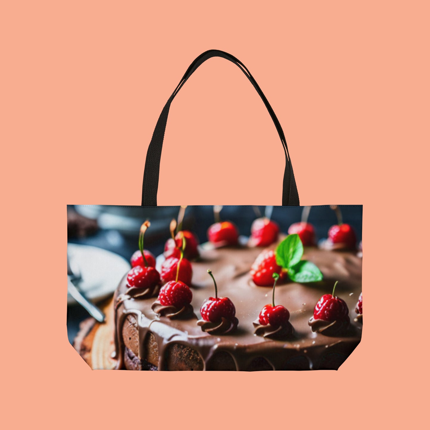 Calling all chocolate lovers out there, here’s the Weekender Tote Bag for you.