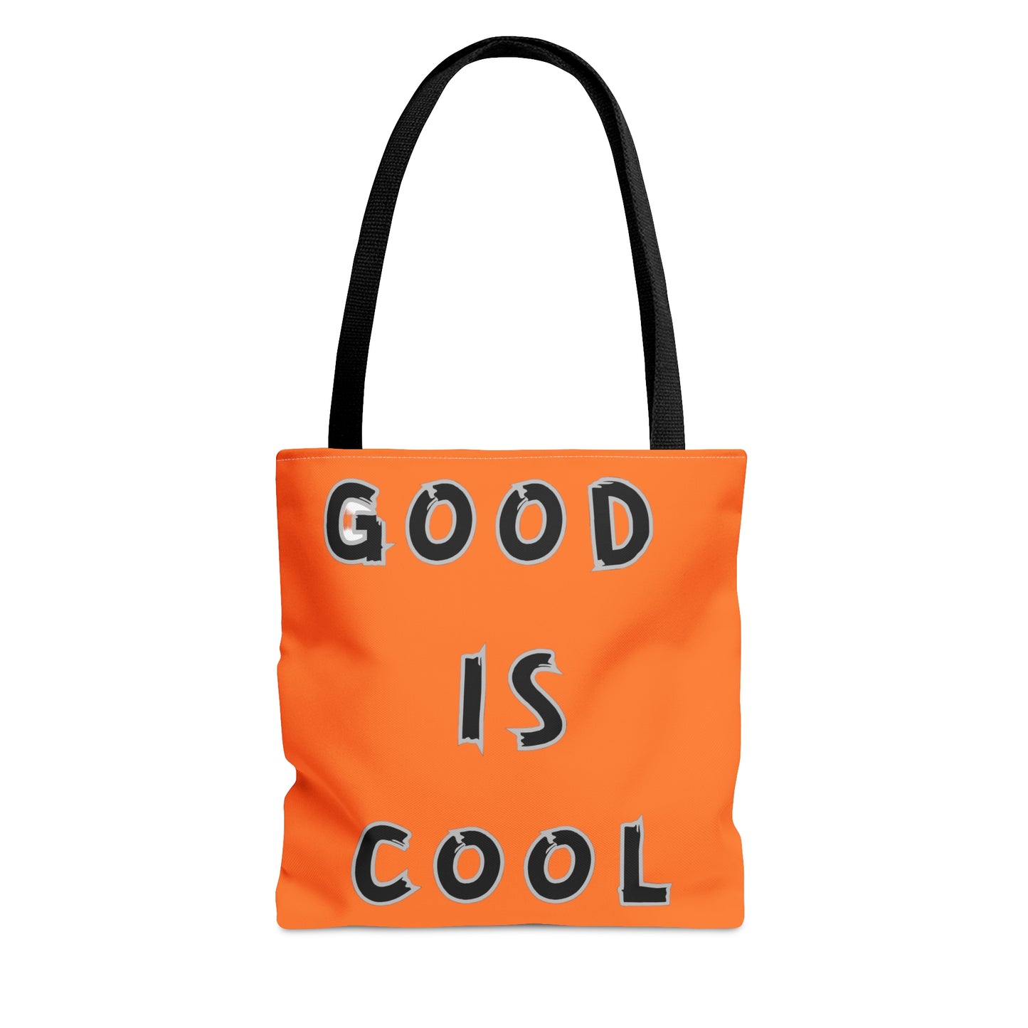 GOOD IS COOL printed on both sides of this tote bag.Let’s celebrate goodness! Come in 3 sizes to meet your needs.