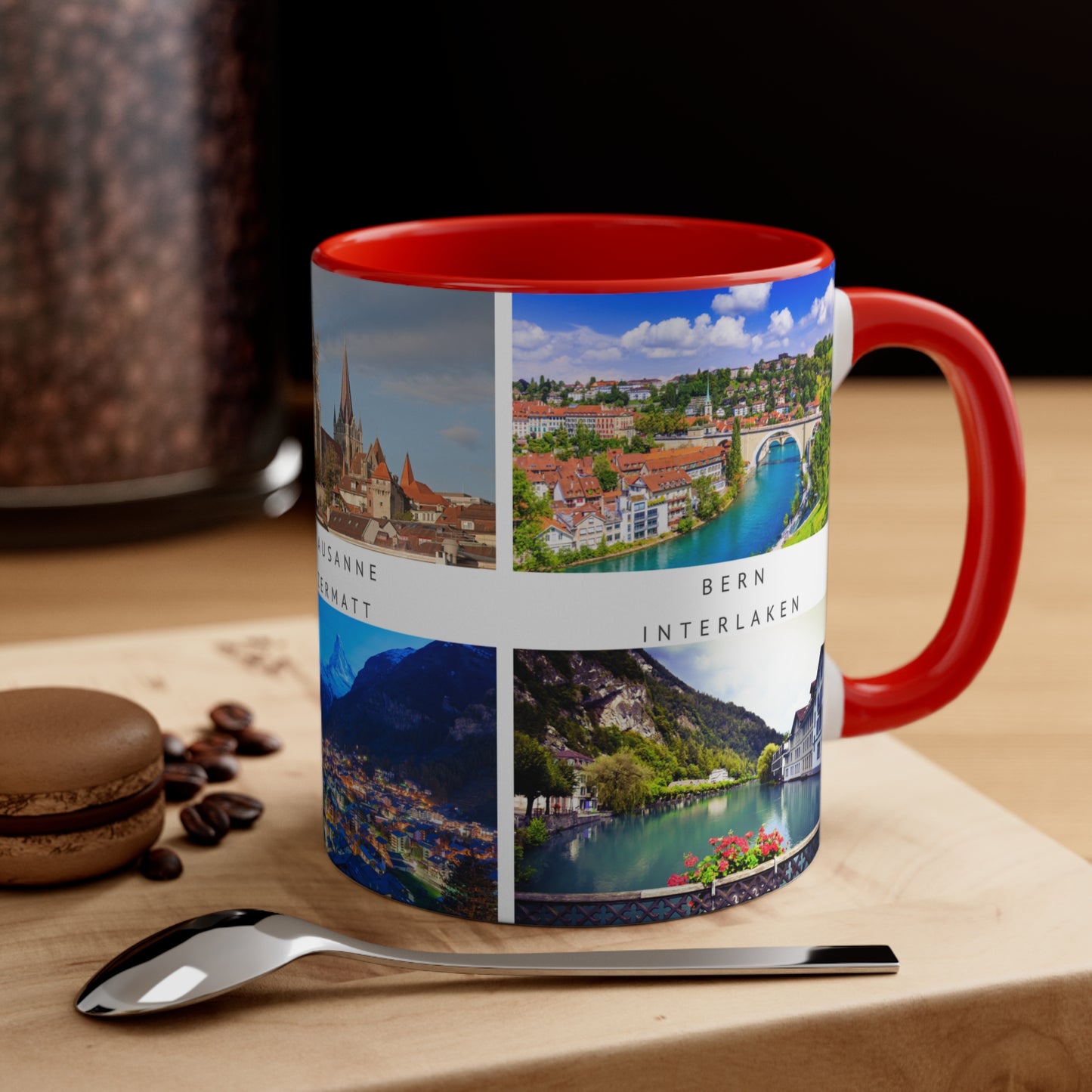 Switzerland! This Travel Accent Coffee Mug is a part of a Travel Series for you to choose from. 11oz. Great as a gift or get one to enjoy yourself.
