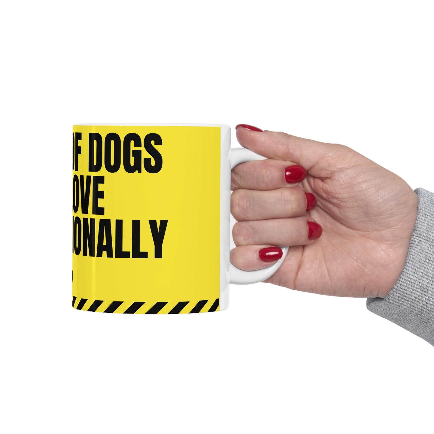 BEWARE OF DOGS THEY LOVE UNCONDITIONALLY coffee mug. They enrich our lives in so many ways! Perfect for dog lovers.