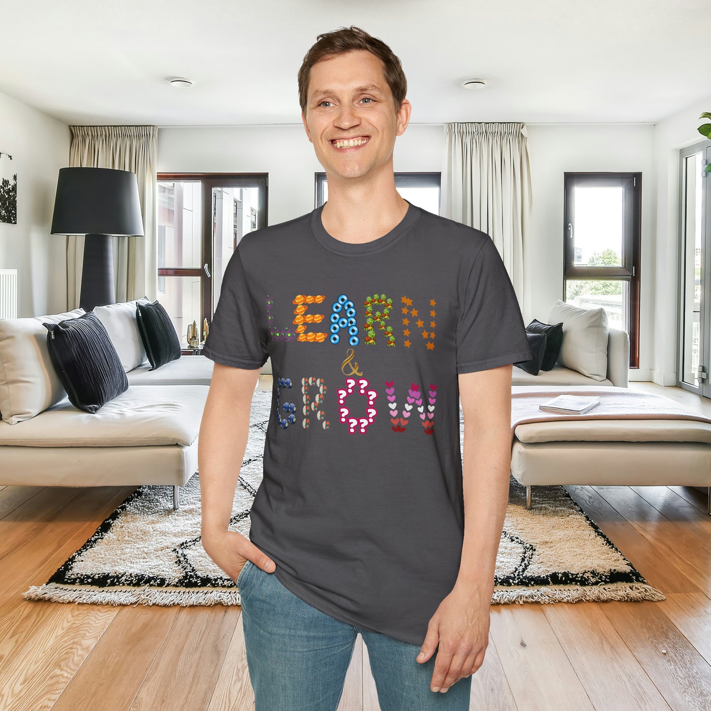 Learn & Grow is the message of this uniquely designed Unisex Softstyle T-Shirt for you.